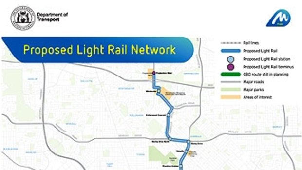 A map details where the proposed light rain network was supposed to go.