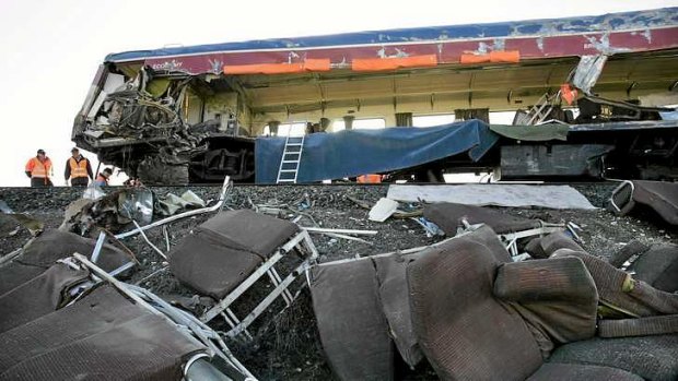 Wreckage from the 2007 train crash near Kerang that killed 11 people.