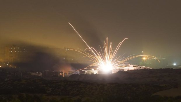 An Israeli rocket is fired into the northern Gaza Strip.