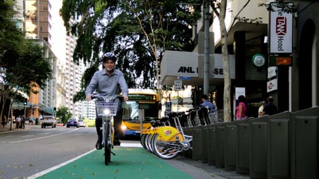 Journalist Dan Nancarrow tests out the new CityCycle bike hire scheme in Brisbane.