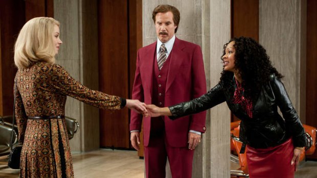 <i>Anchorman 2</i> (left to right) Christina Applegate is Veronica Corningstone, Will Ferrell is Ron Burgundy.