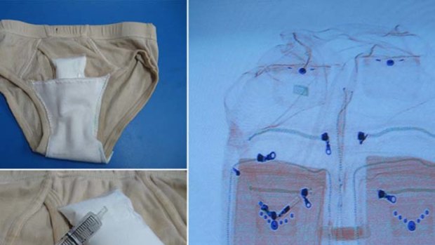 Nowhere to hide ... a backpack and underwear that could be used to smuggle explosives.