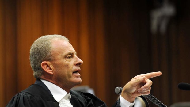 State prosecutor Gerrie Nel: "Your version is so improbable that nobody will ever think it's reasonably possible."