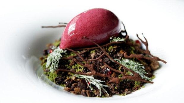 Sydney restaurant Sepia is known for its creative dishes - including this Autumn chocolate forest.