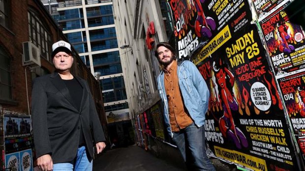 Squeezed out: Cherry Bar owners and music festival organisers James Young and Peter Lewis in ACDC Lane.