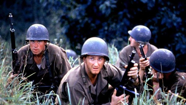 Actor Sean Penn in Terrence Malick's The Thin Red Line.