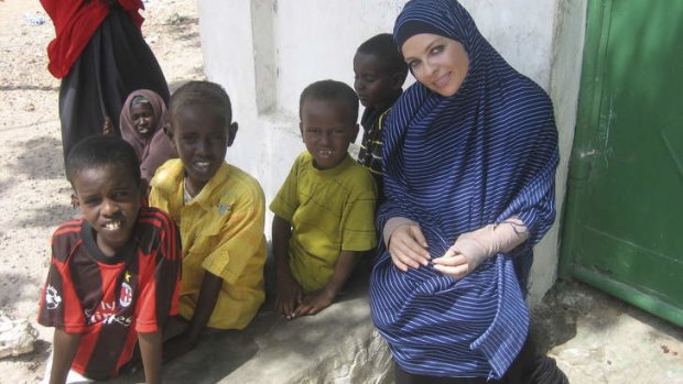 Imogen Bailey at a Mogadishu school in <i>Go Back To Where You Came From</i>.