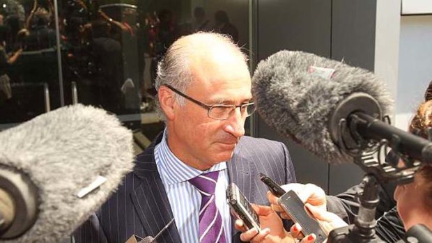 Lawyer Paul Davison fronts up to media after a bail hearing for client Kim Dotcom at the North Shore District Court.