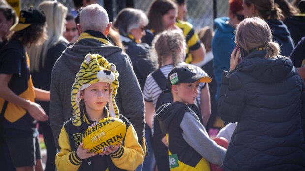Fans at Richmond's training session at the Punt Road oval on Friday.