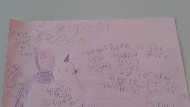 Drawing of an Unpegdof, an invented animal by Annabella, aged 6, at The Writing Workshop.