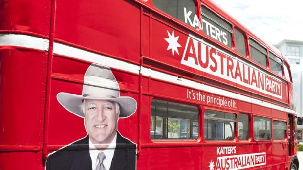 Ready to roll: Bob Katter's Katmobile, a former London bus.