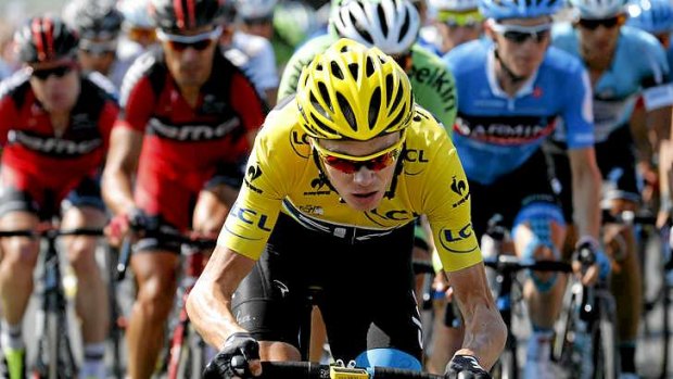 Race leader Chris Froome of Great Britain loses more than a minute to chief rival Alberto Contador.