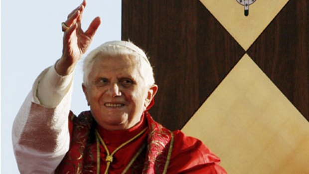 Pope Benedict XVI waves as he arrives at Bangaroo for his official World Youth Day welcome.