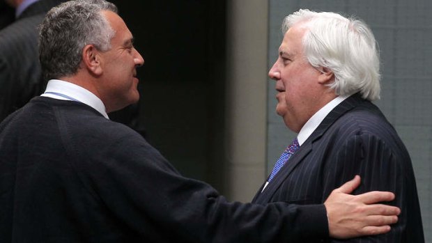 Palmer United Party leader Clive Palmer and Treasurer Joe Hockey had dinner to discuss the budget deadlock.
