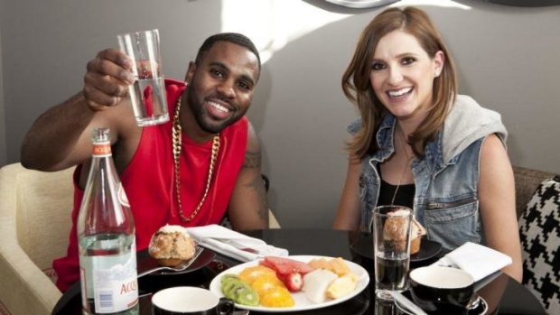 Good health: Jason Derulo lunches with Kate Waterhouse. 
