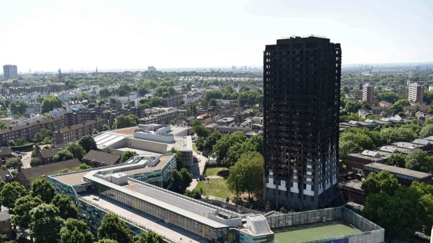London's Grenfell Tower after the blaze in June.  