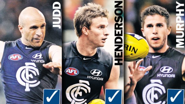 Chris Judd, Lachie Henderson and Marc Murphy.