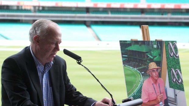 Farewelled ... Jim Maxwell speaking at the SCG memorial event.
