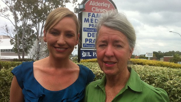 Queensland Greens Senator Larissa Waters with senate candidate Dr Sandra Bayley.
