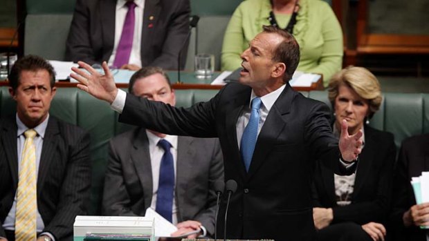 Bloodlust: Opposition Leader Tony Abbott during Question Time.