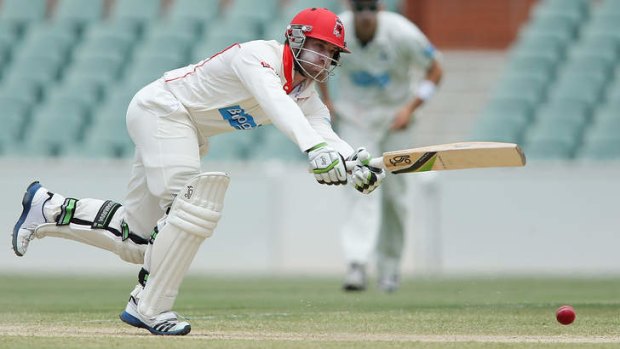 In form: Phil Hughes of the Redbacks bats at Adelaide Oval.