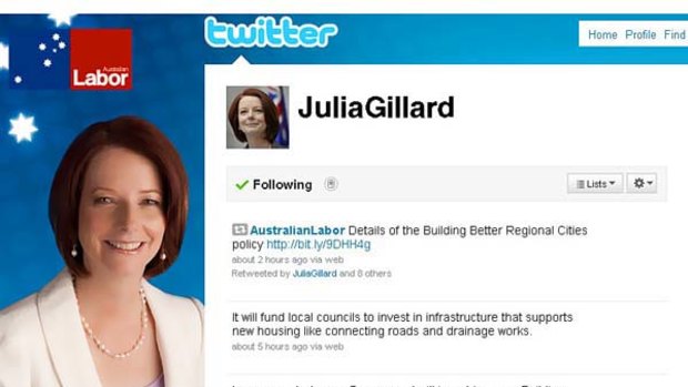 Julia Gillard's Twitter page on the election campaign's opening day.