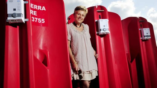 Convenience ... Canberra CBD Limited Jane Easthope with the portable urinals planned for the city.