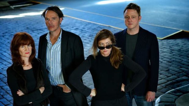 Under rubble: (from left) Andree Greenwell, Hugo Race, Max Sharam, and Simon Maiden.