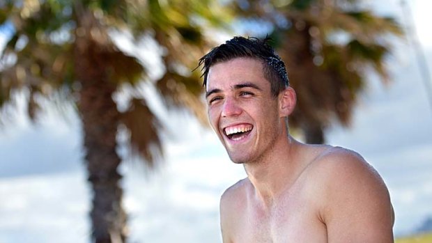 Laughing: Paul Seedsman can't believe his luck, playing for his beloved Collingwood.