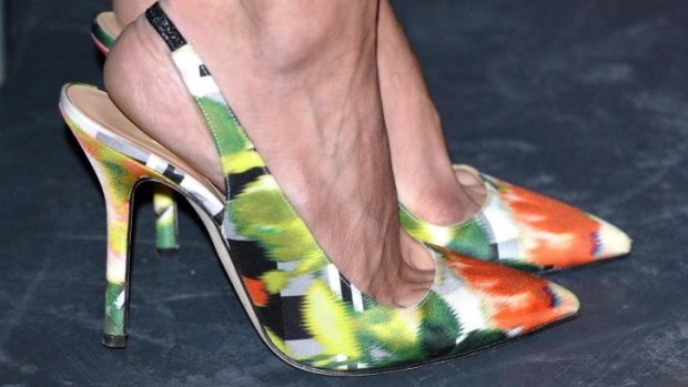 Amal's Oscar de la Renta floral heels.