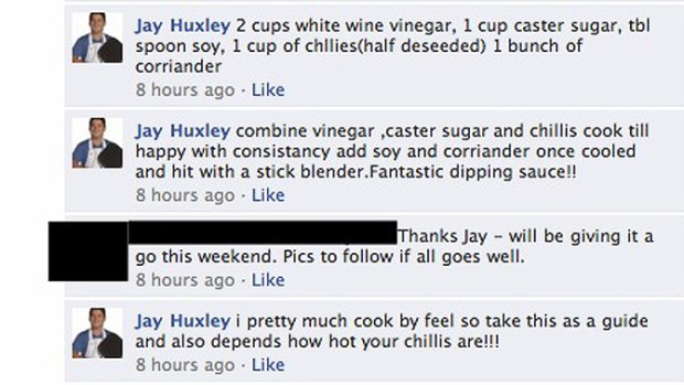 A screen grab of a Facebook pages that food bloggers believe were genuinely operated by the two contestants.