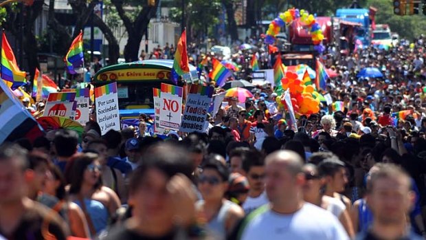 Gay Pride parade in San Jose, Costa Rica.