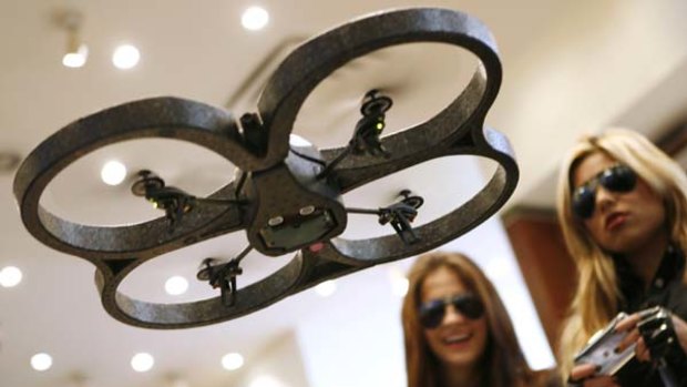 The AR.Drone quadricopter, the  first to be controlled by an iPod Touch, iPhone, or IPad.