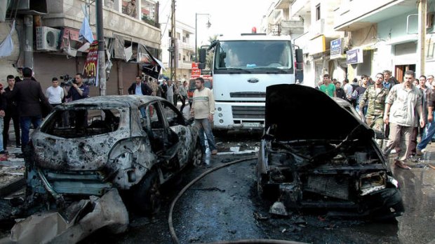 A car bomb explosion in the Ekremah neighbourhood in  Homs.