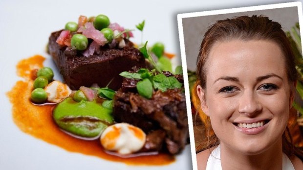 2015 finalist Billie McKay with her dish, Roast Lamb with Mint Peas.