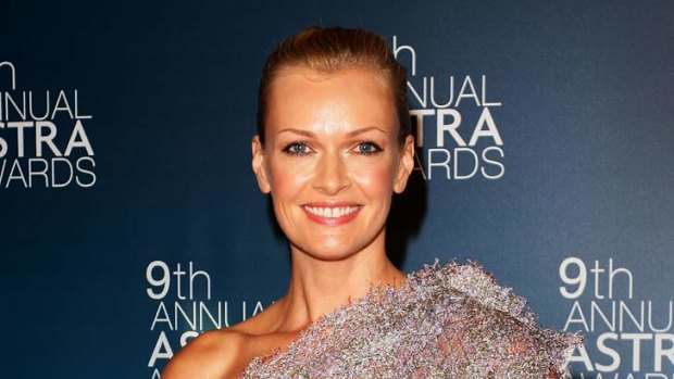 Sarah Murdoch with her award at the ASTRA's in Sydney.