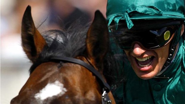 Frankie Dettori wins the Epsom Derby on Authorized in 2007.