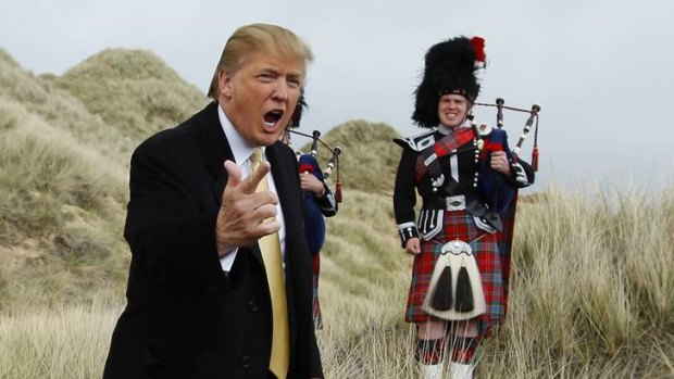 Skirls and skirmishes ... Donald Trump at the Menie estate, where he plans to build a golf course.