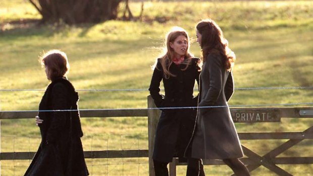 Catherine, Duchess of Cambridge and Princess Beatrice walk in the country.
