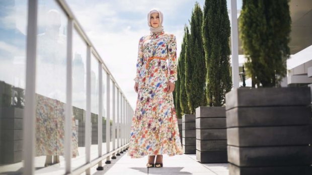 Fashfest model Emma Dobbie wearing a dress from Hijab House in Kingston.