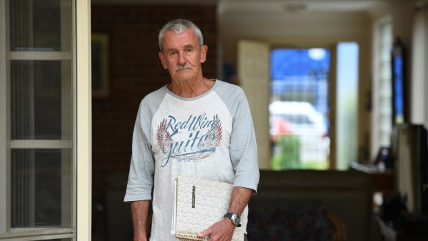 Paul White at his Kirawee home in Sydney's south. He says he won't give up until he finds out who killed his wife 43 years ago.