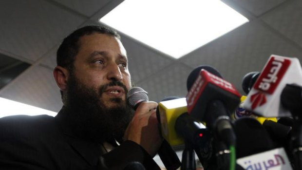 Emad Abdel-Ghafour, head of the Salafi party Al-Nour, during a recent news conference.