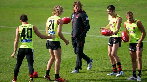 Bombers coach James Hird at training on Friday.