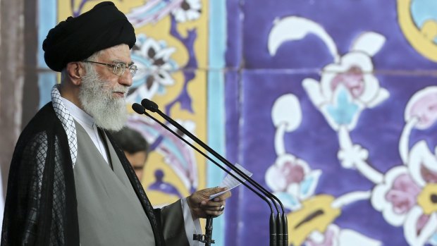 Supreme Leader Ayatollah Ali Khamenei giving a sermon during the Eid al-Fitr prayer in Tehran on Saturday. 