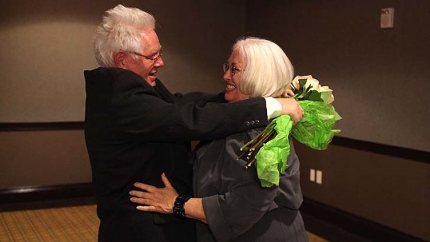 A long time coming ... Clifford Boyson and his sister, Betty Billadeau, reunite after 65 years.