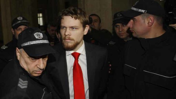 Paul 'Jock' Palfreeman is escorted into a Bulgarian court in January.
