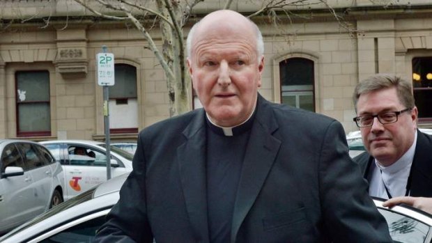 Archbishop of Melbourne Denis Hart arrives at the County court for the Royal commission into institutional responses to child sexual abuse.
