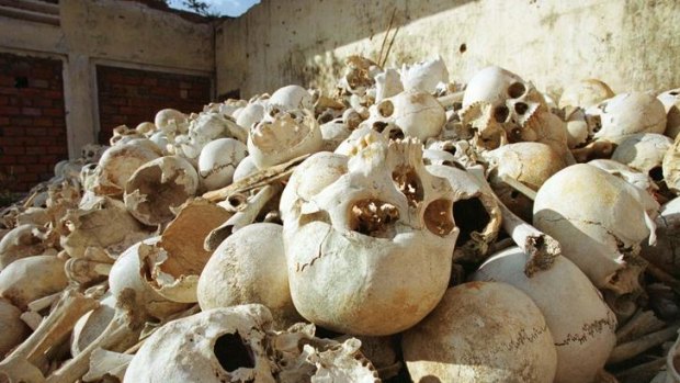The remains of Cambodians killed by Pol Pot's Khmer Rouge regime lie in an abandoned school 40km south of Phnom Penh.