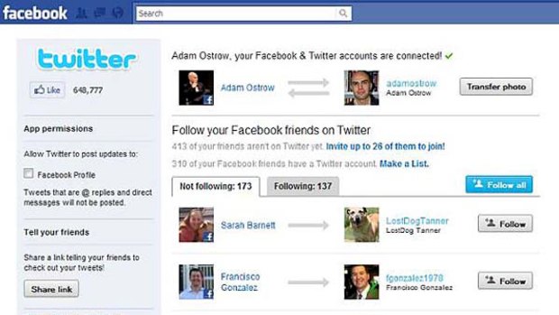 Nowhere to hide... Facebook and Twitter now connected.