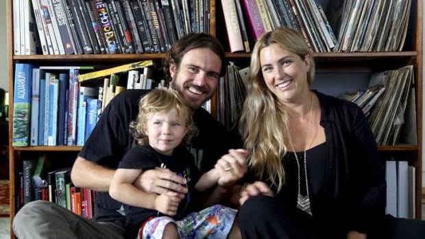 Rome Torti with his wife Rachel and son Ryder at their home in Miami on the Gold Coast.